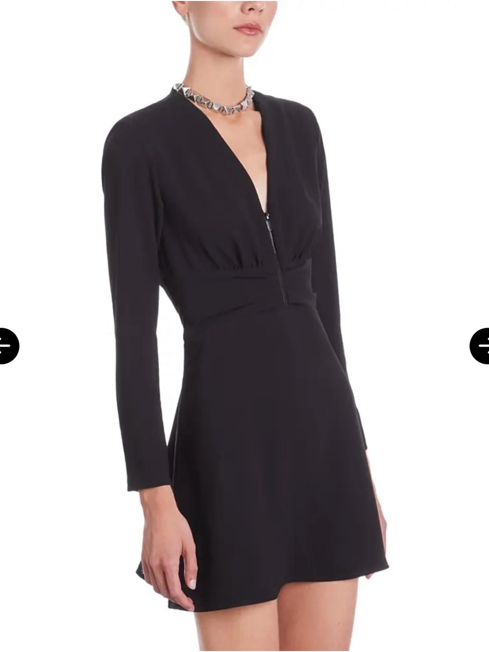 The Kooples Black V-Neck Long-Sleeve Mini Dress